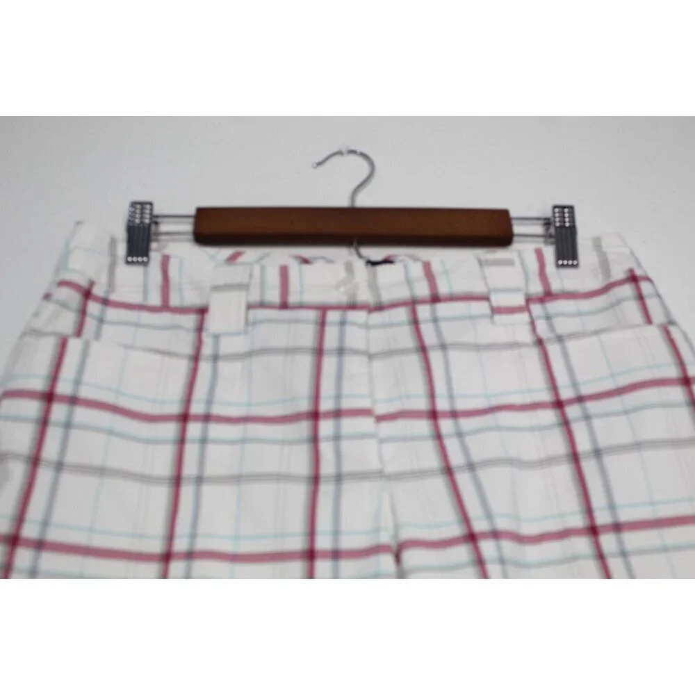 SLAZENGER Plaid Golf‎ Shorts Women's 6 White Pink Athletic Stretchy Pickleball